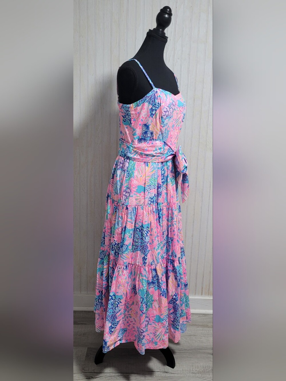 Lilly Pulitzer Edith Maxi Dress Splendor in the Sand Pink Blue Size 8 EUC - Picture 4 of 15